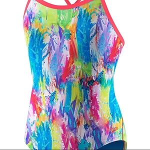 NWT Speedo Printed Propel Flipturnz Swimsuit Sz 24